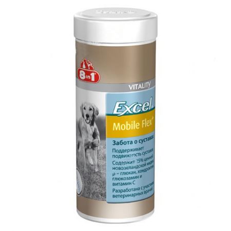 Excel Mobile Flex+ Витаминная добавка для собак с глюкозамином, 150 гр (порошок). 8in1 (8в1)
